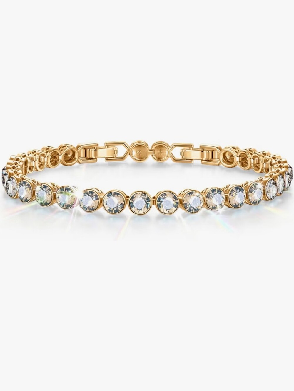 14k Gold Plated Bracelet Made with Swarovski Crystal Diamond Adjustable Size
